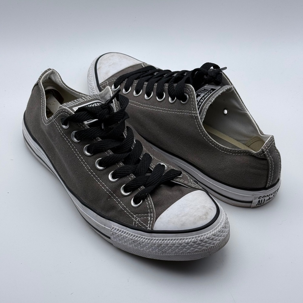 Converse Chuck Taylor All Star Low Top Grey Black Laces  Mens 8.5 Womens 10.5